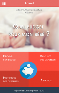 Quel budget pour mon bébé ? Une application iPhone et Android de Nicolas Kalogeropoulos